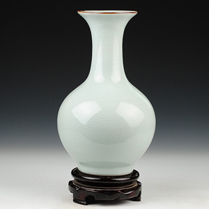 陶瓷器水点桃花三件套花瓶现代时尚家饰